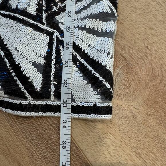 NYE Shoshanna Black & White Sequin Geometric Mini Dress – Size 0 - Picture 5 of 7